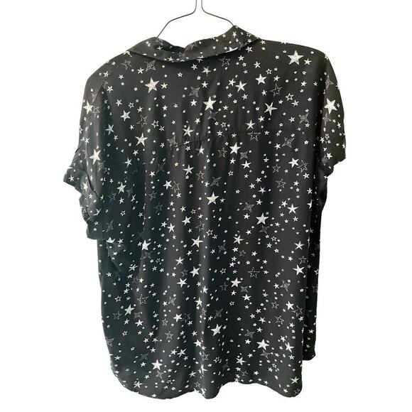 BeachLunchLounge Size Large Women's Black Star Shirt Button Down Graphic Print - Picture 3 of 4